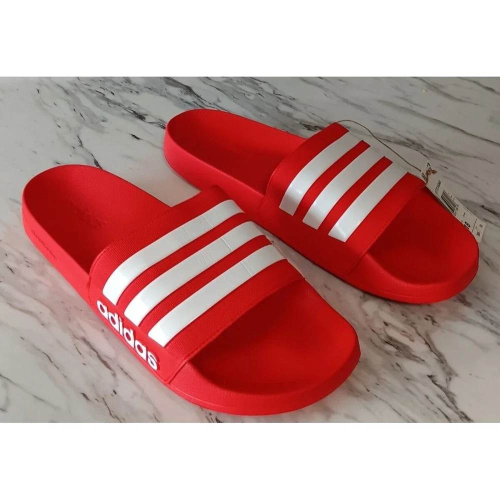 NWT Adidas Men's Red White Adilette Shower Slide Sandals Size 18‎